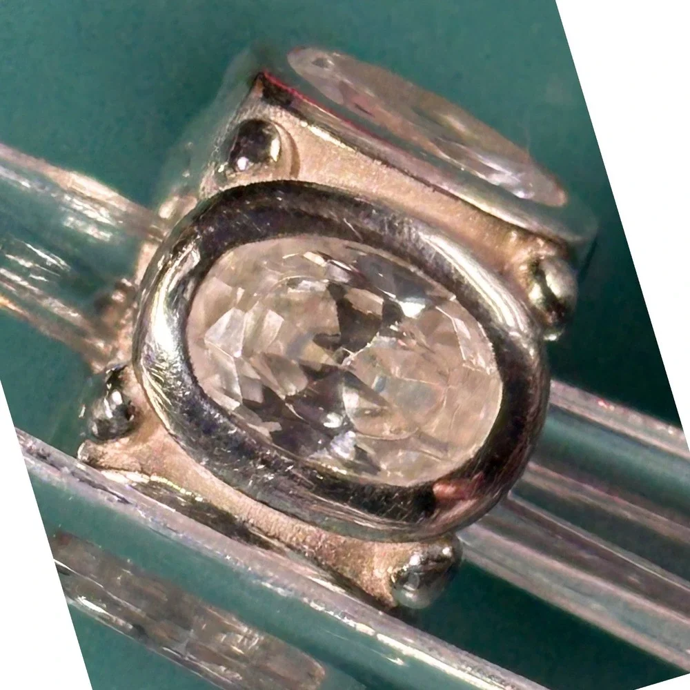 Chamilia Sterling Silver 925 Oval Cubic Zirconia Studded Barrel Slide Charm Bead